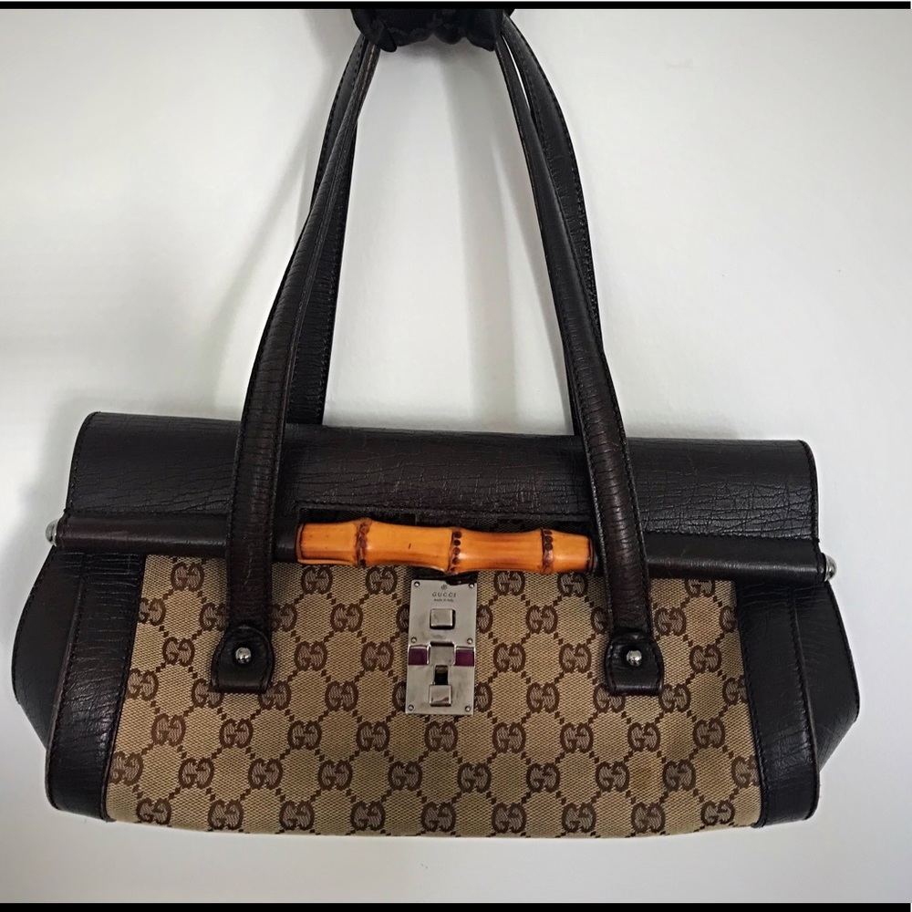 Gucci Monogrammed Bullet Bamboo Tote